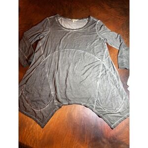 Democracy‎ Women's Green Asymmetrical Hem long sleeve Tunic pockets